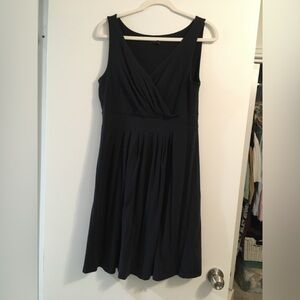 Land's End Fit and Flare Surplice Neck Sundress Black Size S